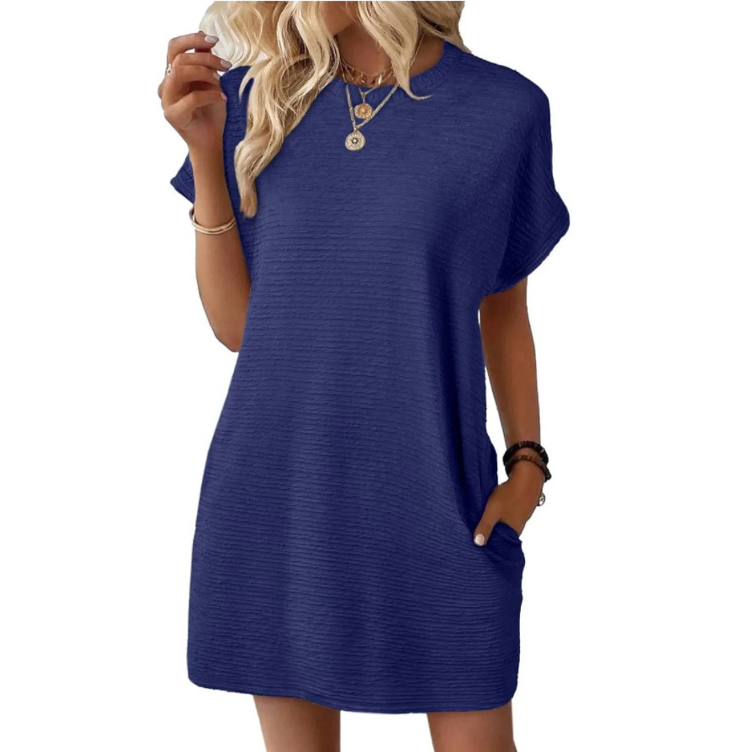 Clariss | Damen T-Shirt Kleid Kurzarm Rundhals Mini Sommer