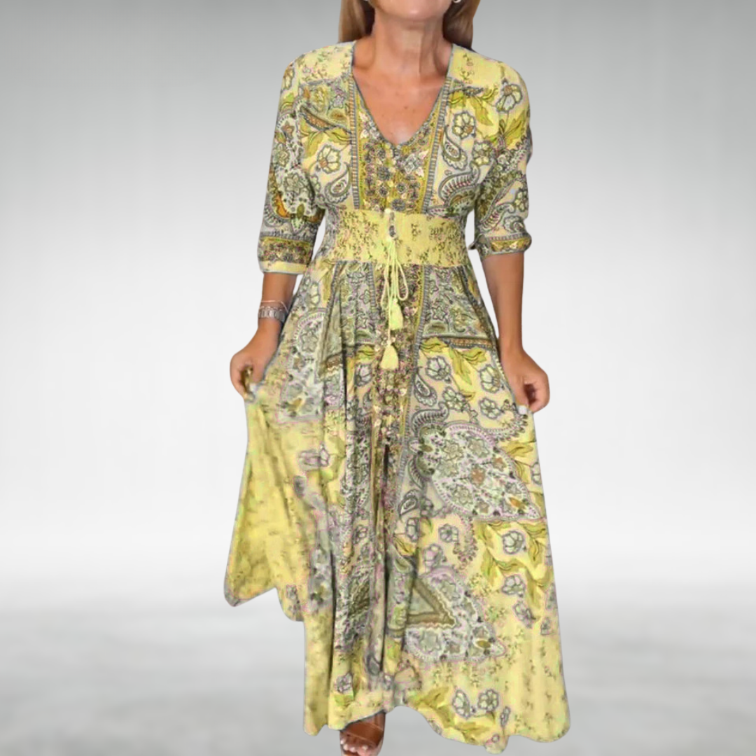 Damen Boho Festliches Drapiertes Maxi Strand sommerkleid