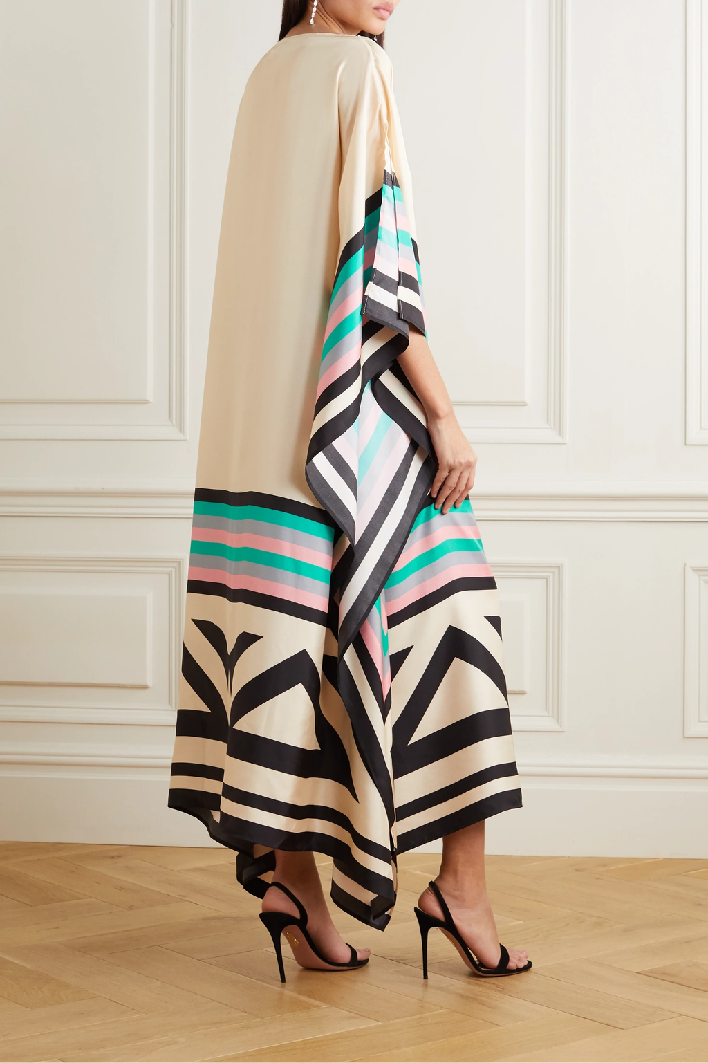 Vivienne | Damen Kaftan Kleid Fledermausärmel Colorblock Maxi