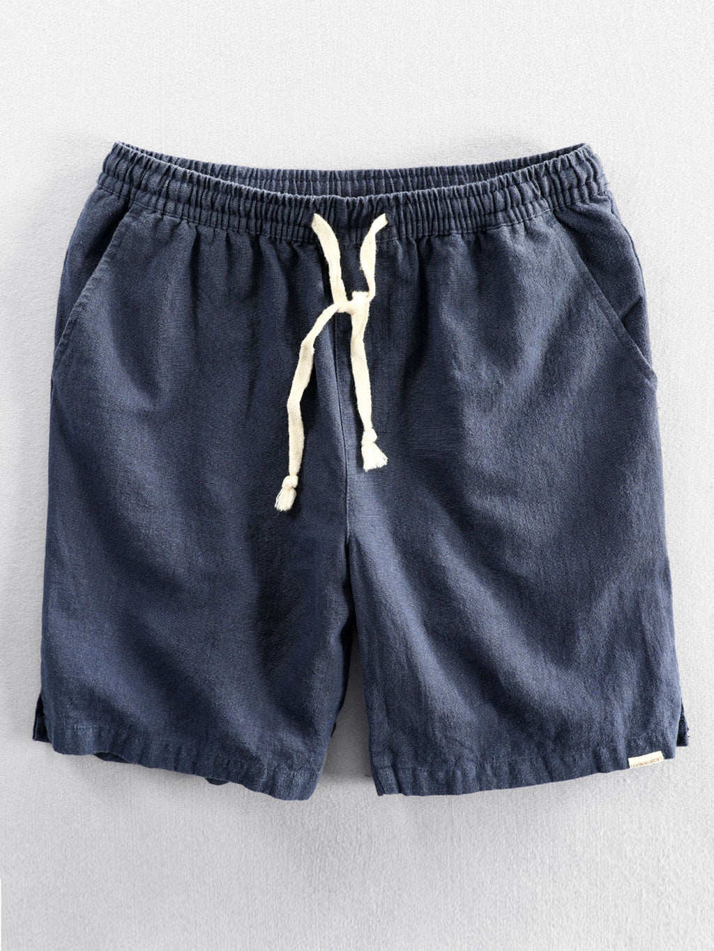 Geometrisches Jacquard Eyelet Cuban Hemd & Shorts aus Leinen-Baumwoll-Mischung