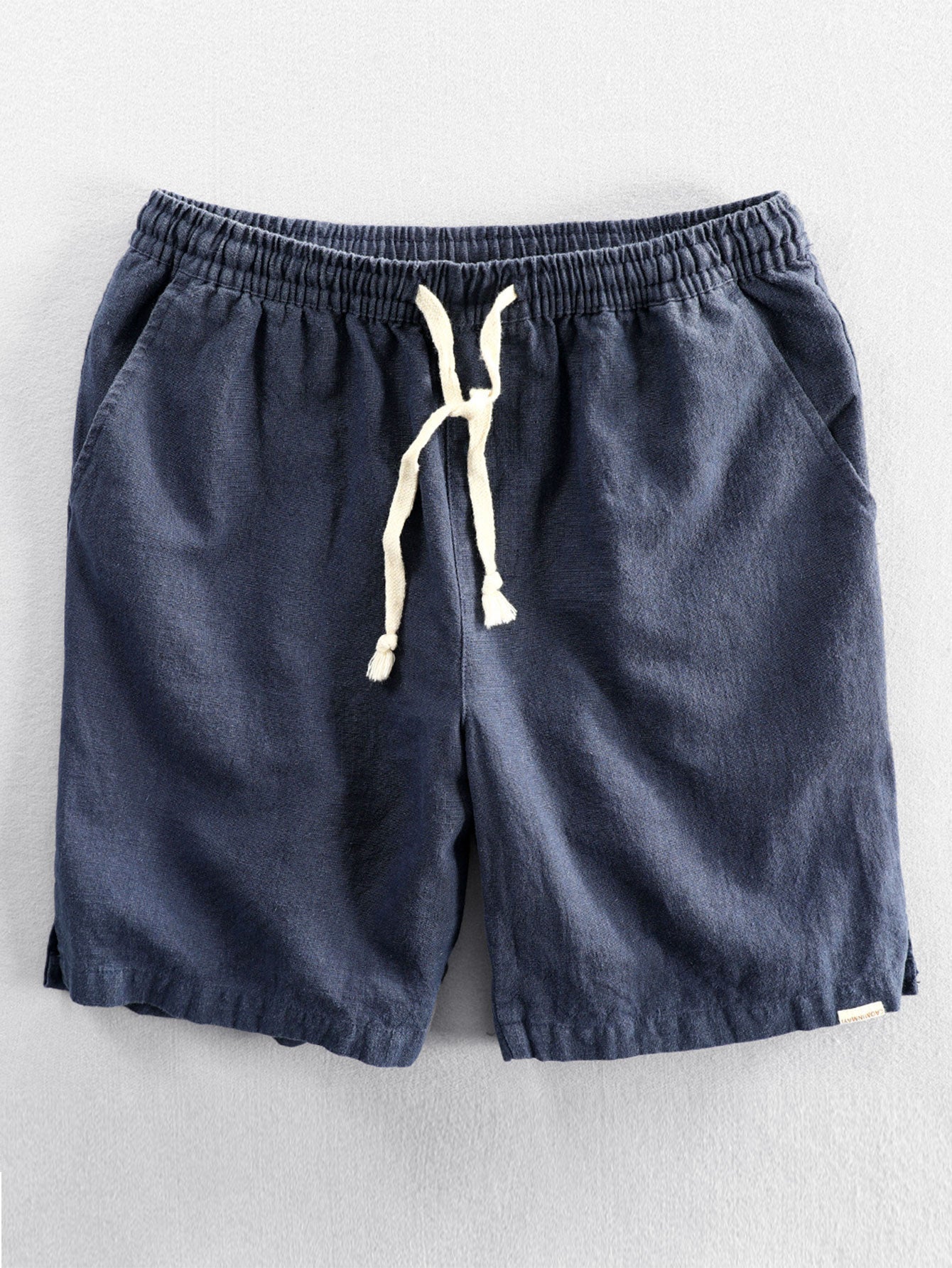 Geometrisches Jacquard Eyelet Cuban Hemd & Shorts aus Leinen-Baumwoll-Mischung