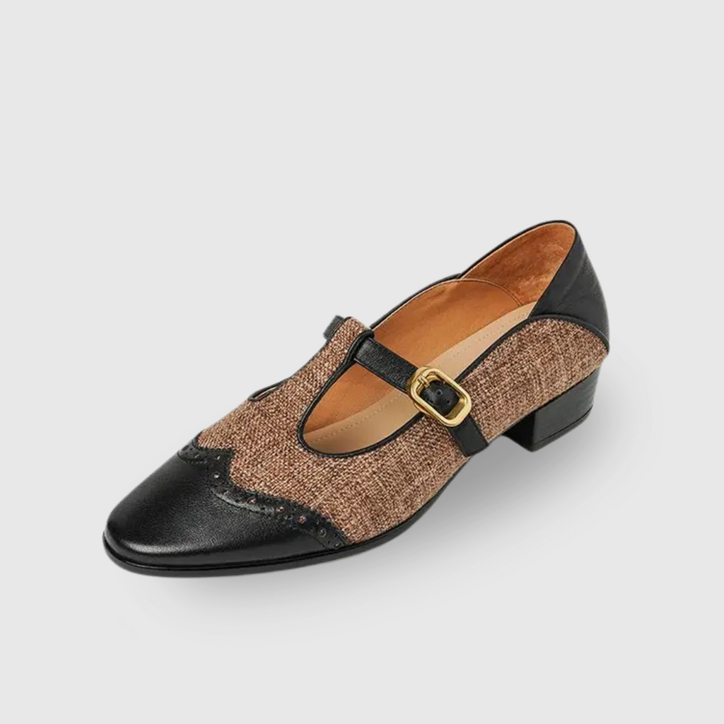 Diny – Vintage-Lederschuhe mit Schnalle
