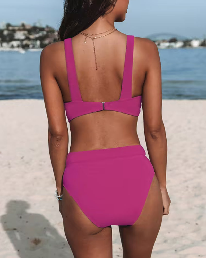Hilde - Einfarbiger Hochgeschnittener Swimsuit