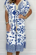 Damen Lässiges Loose Fit Drapiertes Midi Kleid