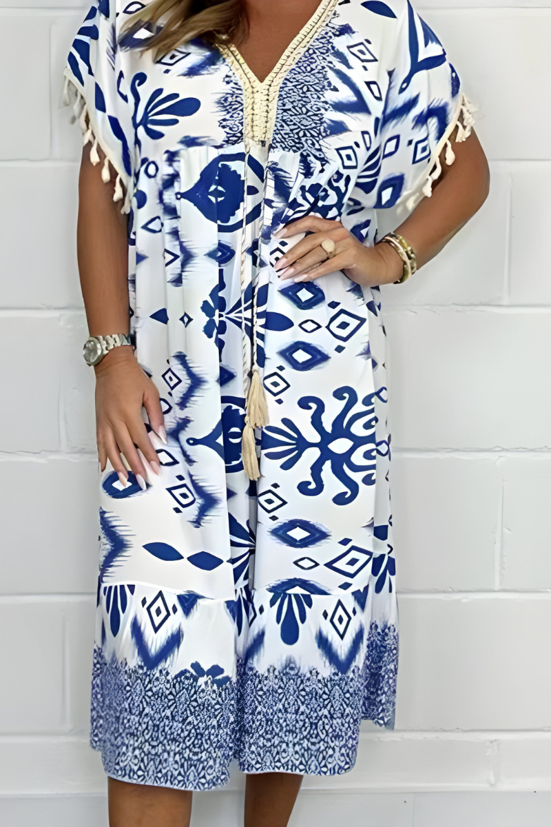 Damen Lässiges Loose Fit Drapiertes Midi Kleid