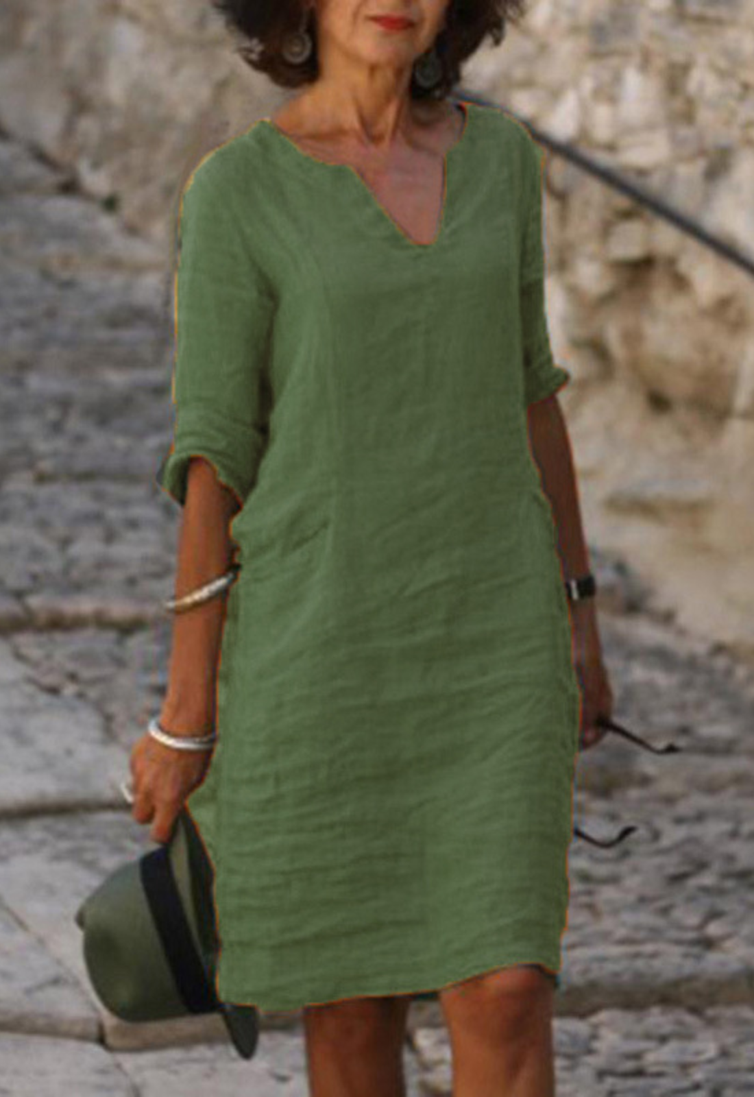 Damen Kerbausschnitt Sommer Midi Kleid
