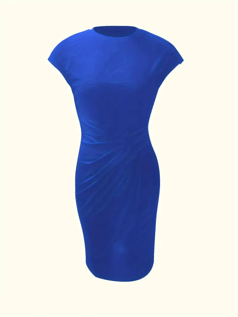Damen Sommer Drapiert Elegant Bodycon Midikleid