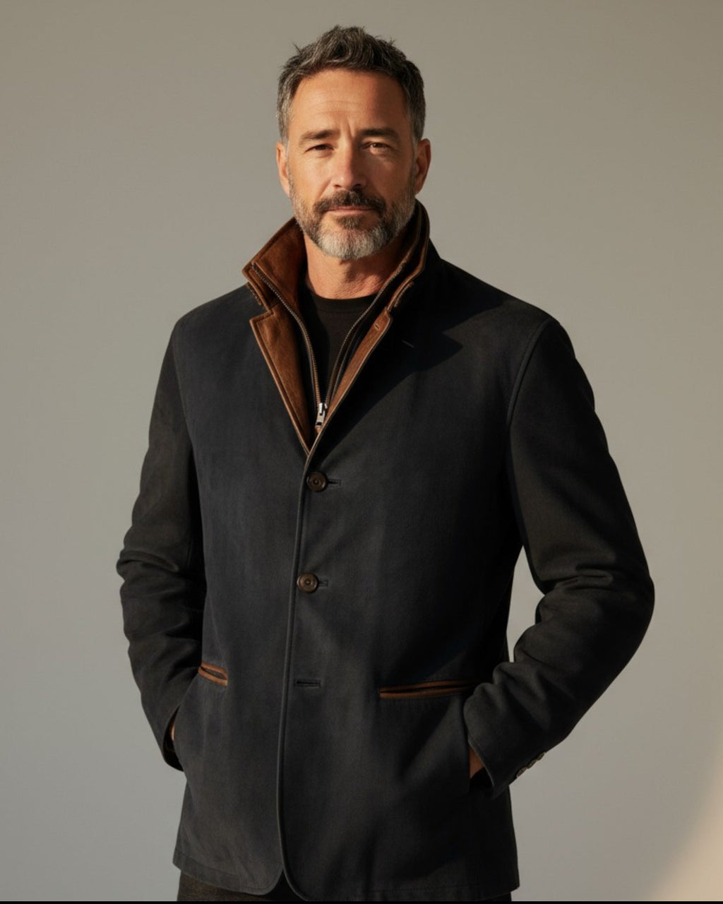 Jacke für Herren mit Reißverschluss-Stehkragen im Blazer-Stil