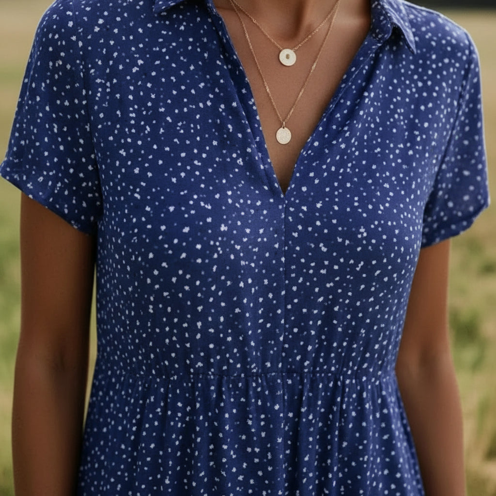 Hannah | Damen luftiges Sommer Midi Strandkleid mit fließendem Schnitt