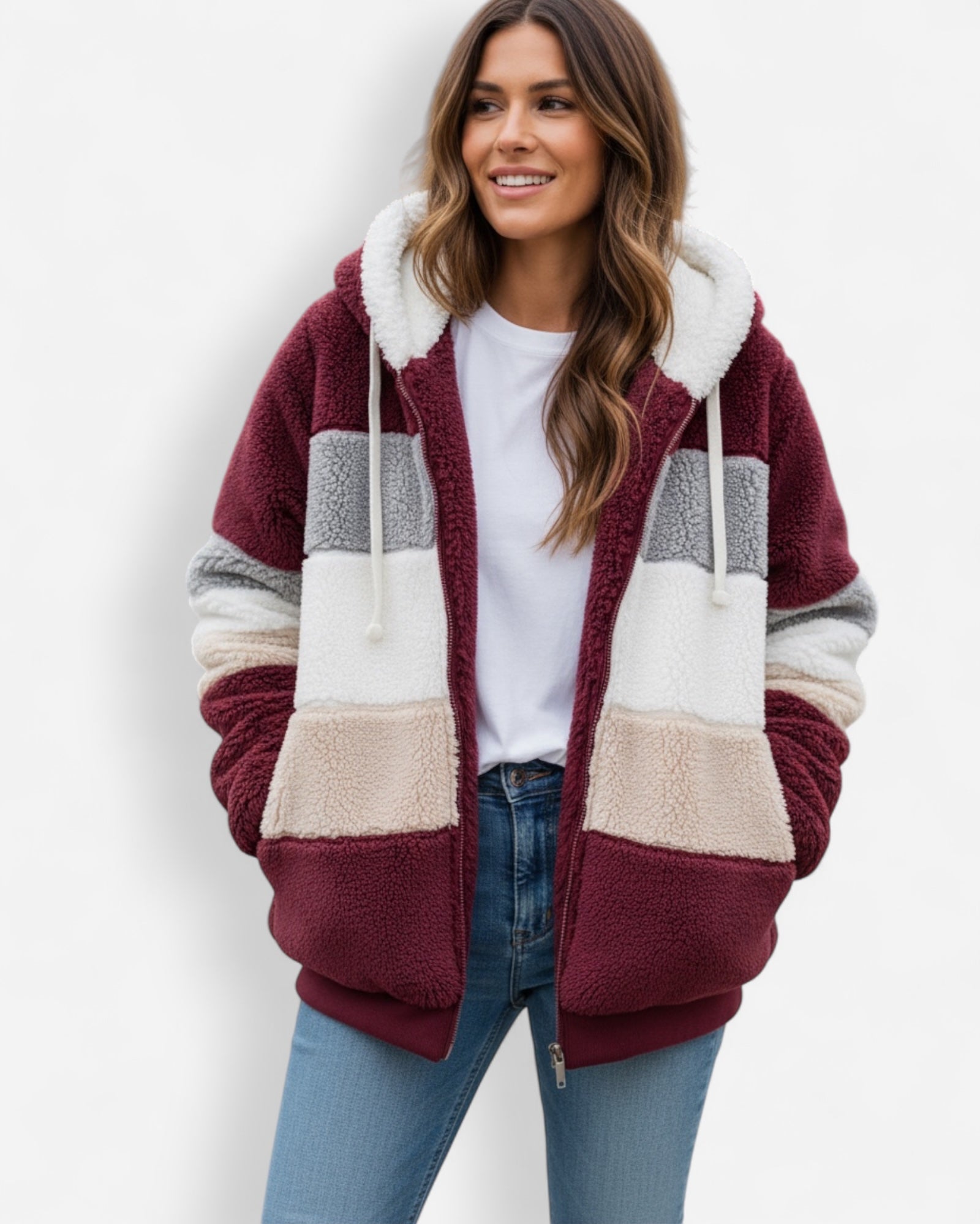 Leichte Fleece Jacke für Damen mit Kapuze
