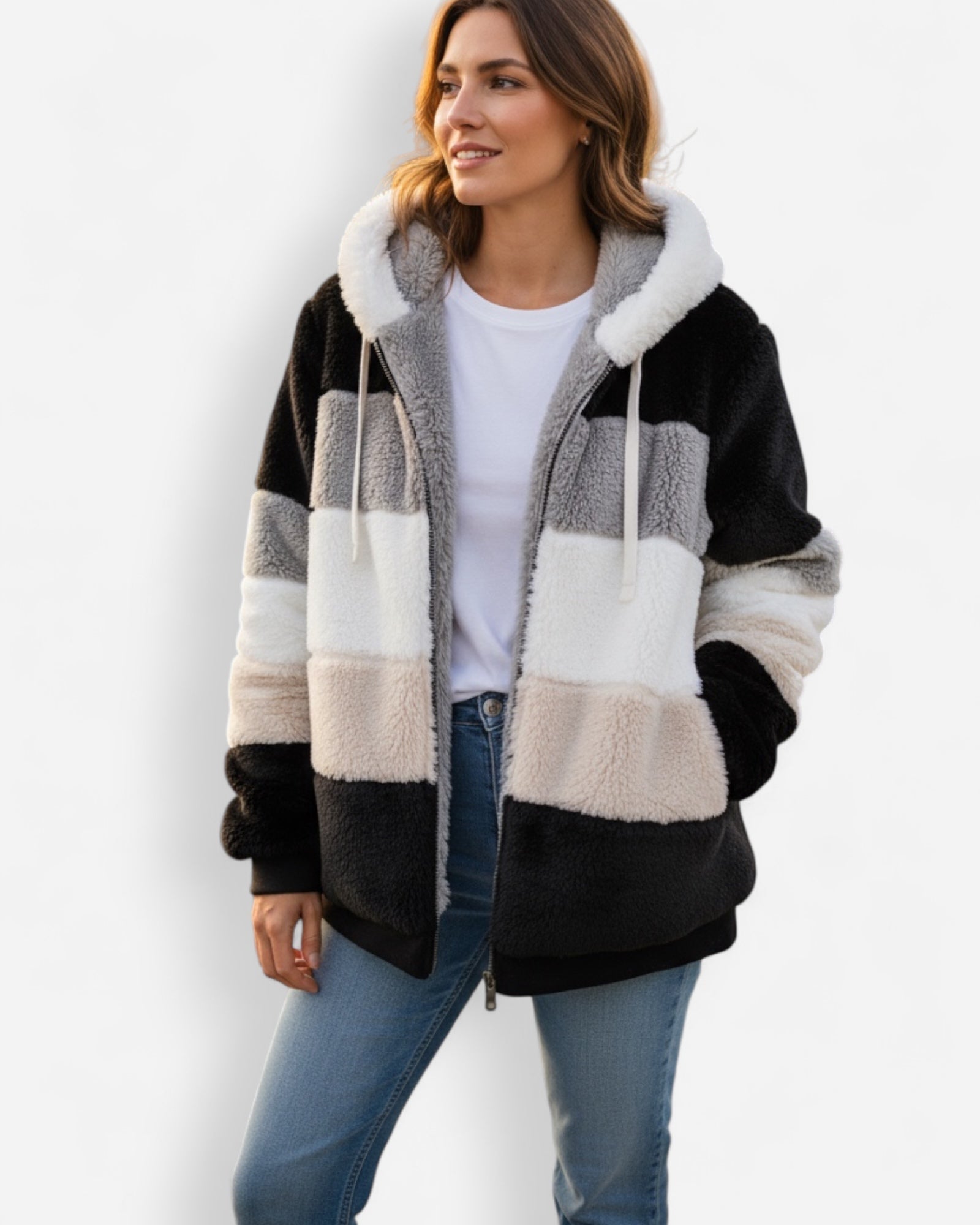 Leichte Fleece Jacke für Damen mit Kapuze