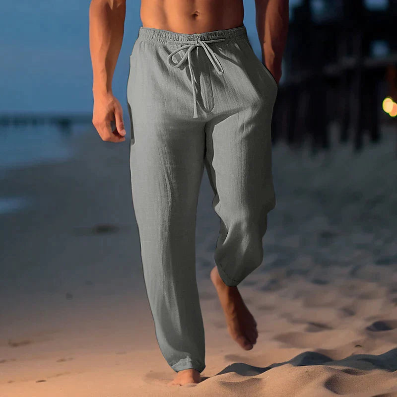 Herren Kordelzug Leinen Sommer Hose