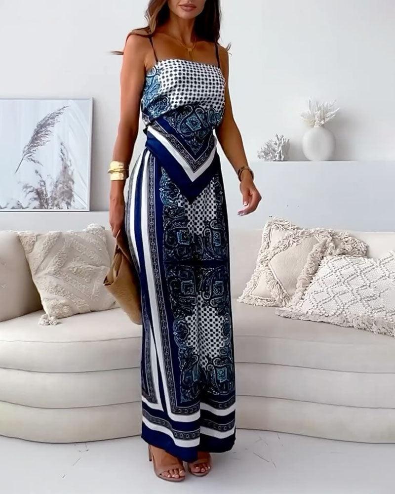 Helen | Urlaubstaugliches, stilvolles Schnür-Weste und Hose Zwei-Teile-Set Kleid