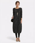 Langarmiges Winter Midi Strickkleid mit bedrucktem Muster