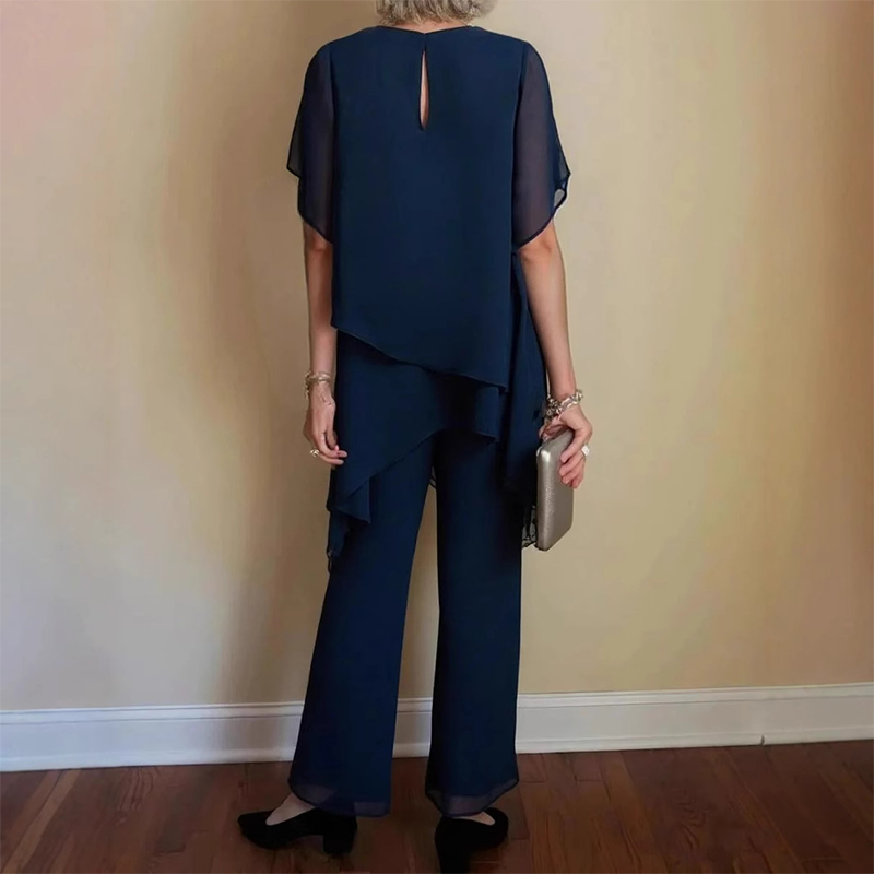 Theresa | Zweiteiliges Set für Damen mit asymmetrischem Oberteil und weiter Hose
