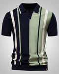 Herren Sommer Knopfleiste Stricken Poloshirt