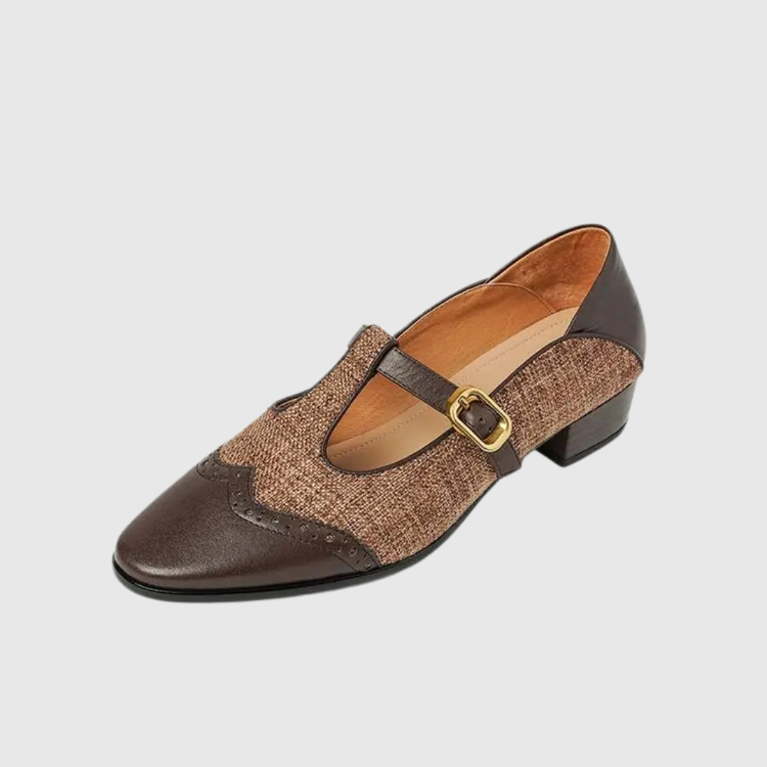 Diny – Vintage-Lederschuhe mit Schnalle