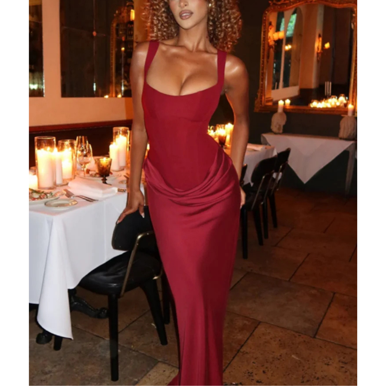 Kleid als Hochzeitsgast | Eckiger Ausschnitt