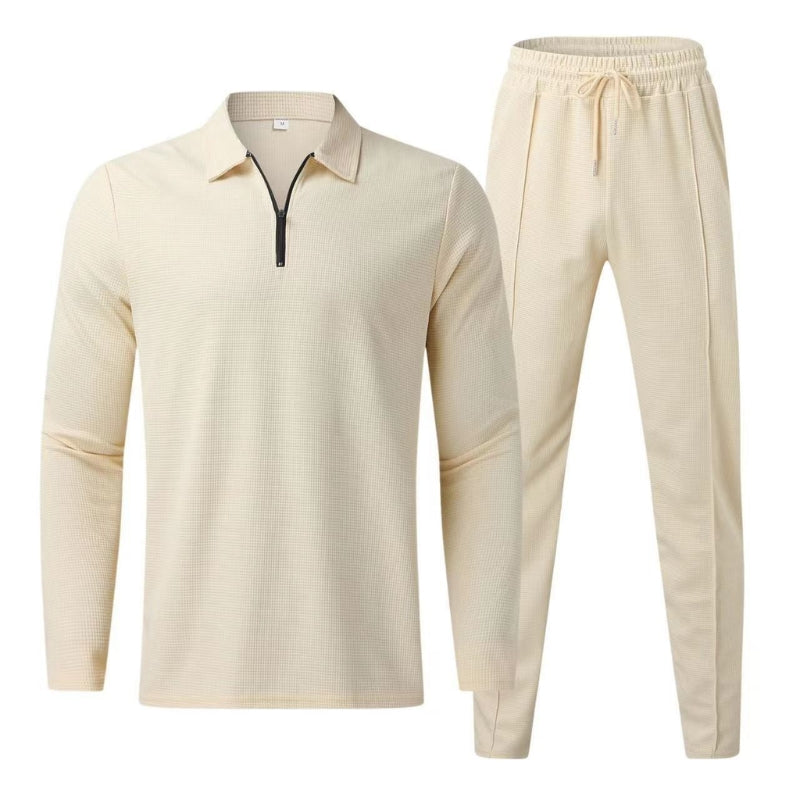 Luca | Herren Strick Set 2-teilig Polo Zip Pullover Jogger Hose