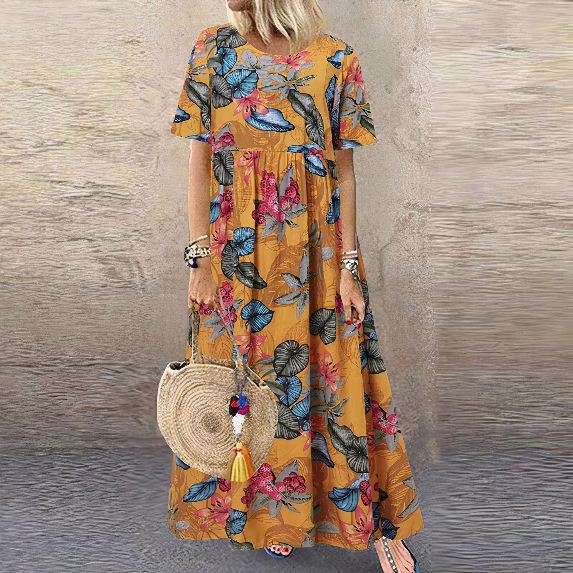 Damen Geblümtes Spitzen Maxi Sommerkleid