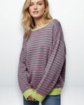 Gestreiftes Oversized Longsleeve für Damen mit überschnittenen Schultern