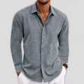 Herren Leinen Sommer Langarm Hemd