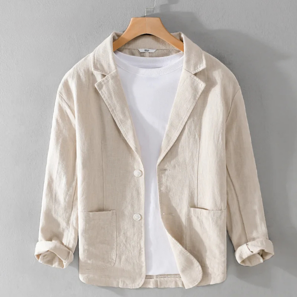 Herren Sommer Reverskragen Leinen Blazer
