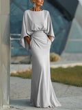Clara | Elegantes Kleid mit V-Ausschnitt, rückenfrei und mit Ärmeln