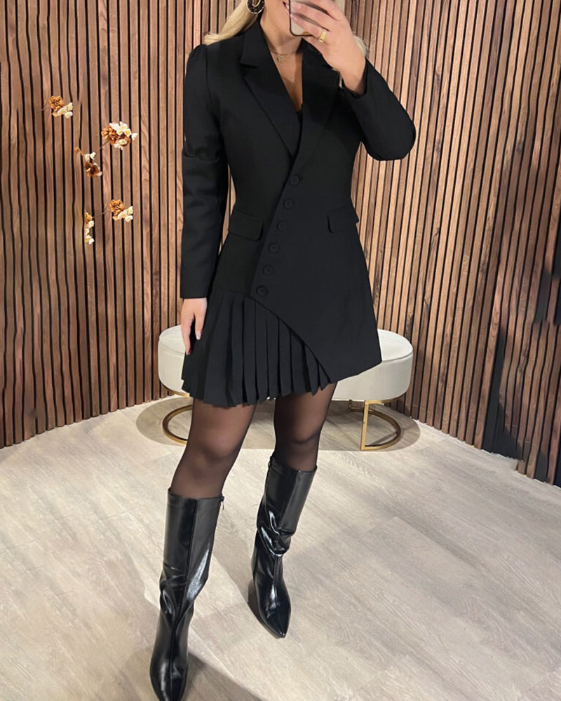 SOFIE™ / EINFARBIGES KLEID MIT REVERSKRAGEN UND TAILENSCHNITT