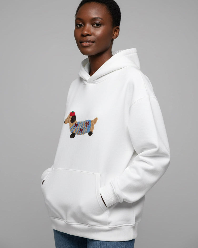 Oversized Hoodie mit auffälligem Hunde-Print für Damen und Herren