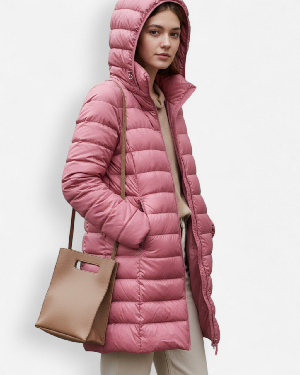 Puffer Winterjacke mit Kapuze und geradem Schnitt
