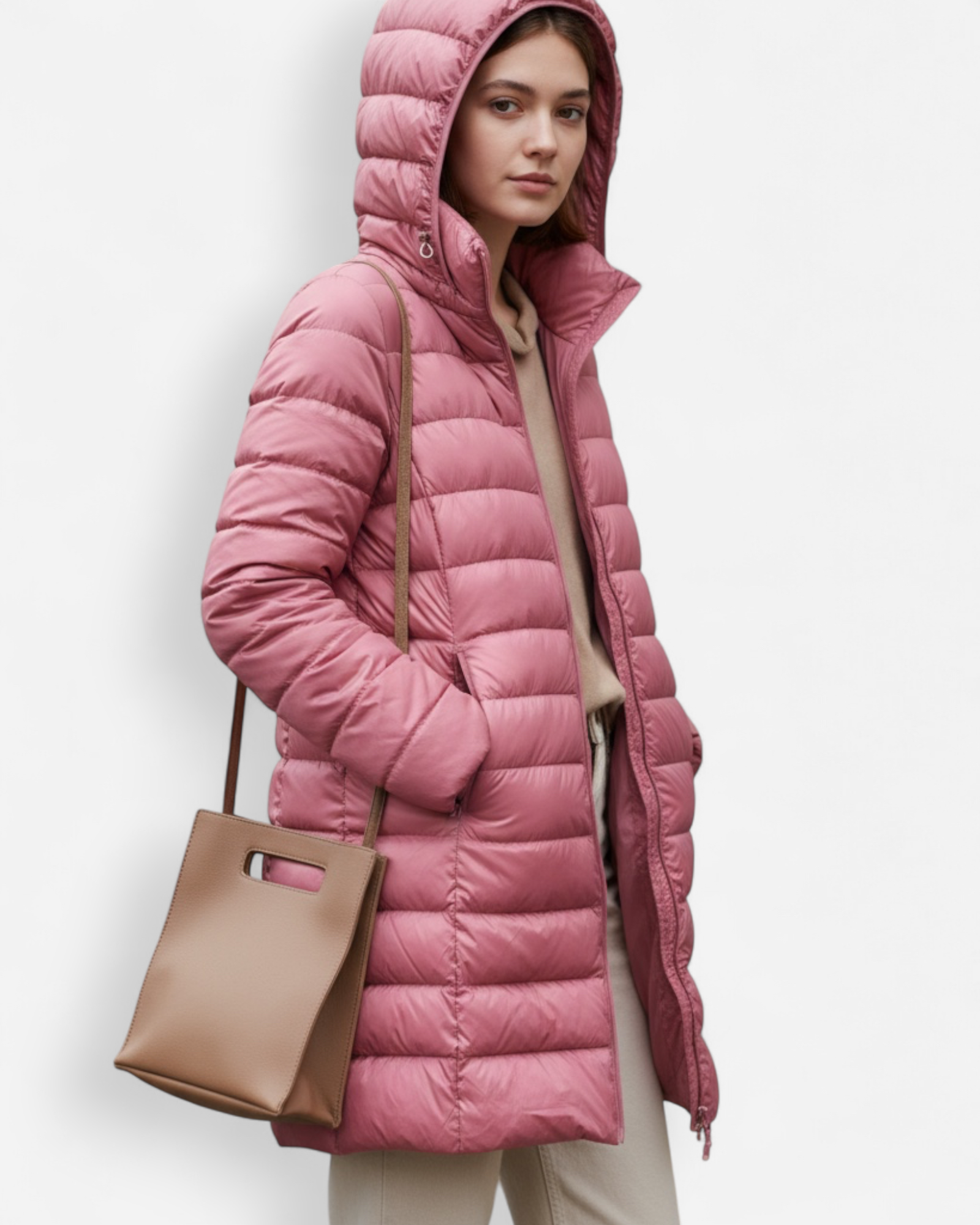 Puffer Winterjacke mit Kapuze und geradem Schnitt