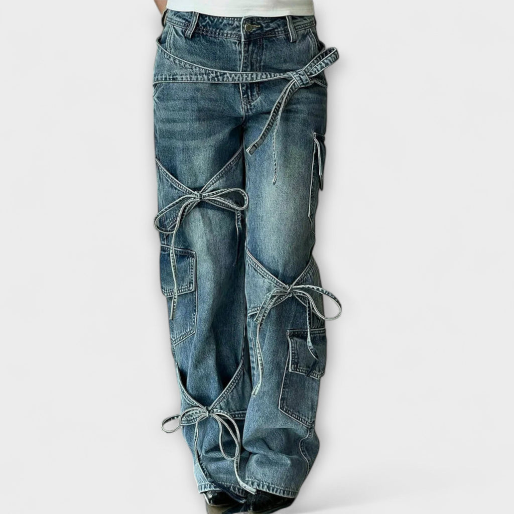 Cindy - Utility Denim Jeans mit Knotendetail