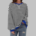 Mara | Damen Streifenpullover Oversized Rundhals Langarm