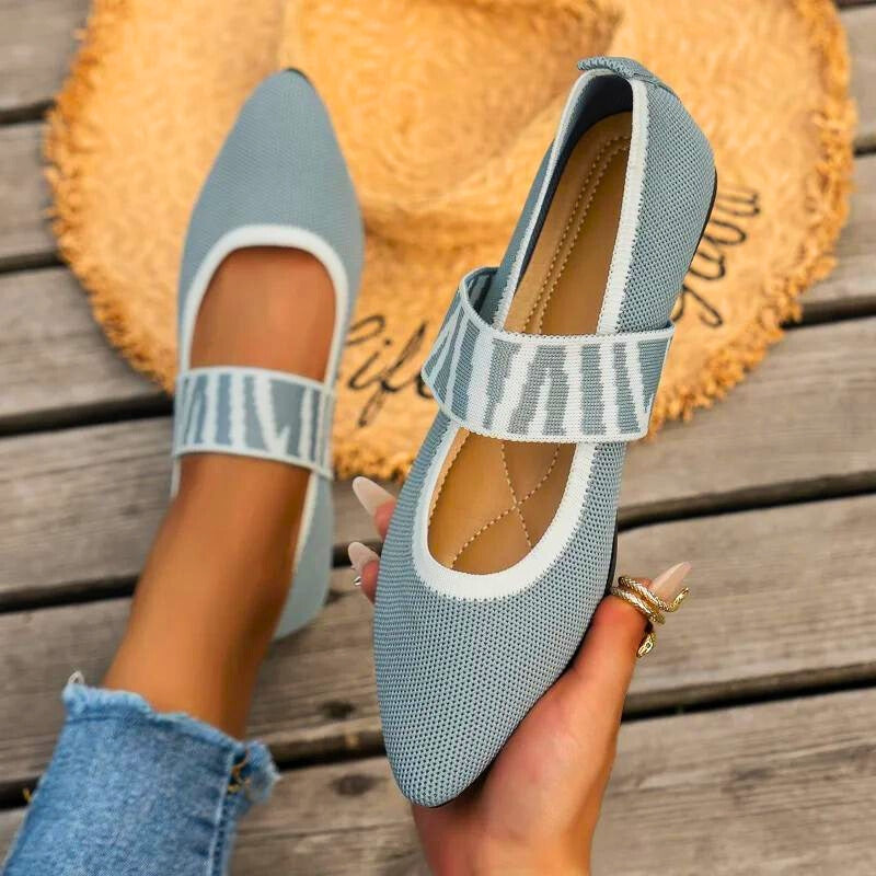 Pippa | Damen Ballerinas Spitz Mary Jane Kariert Komfort Flats