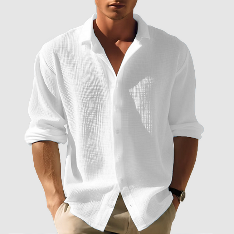 Herren Langarm Knopfleiste Sommer Hemd
