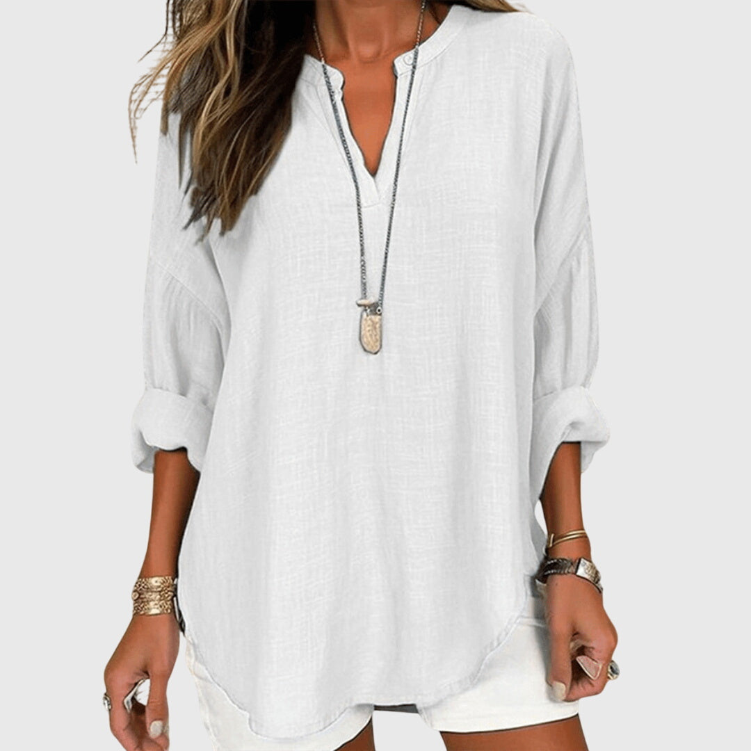 Claudia | Damen Locker Geschnittenes Langarm Casual Top