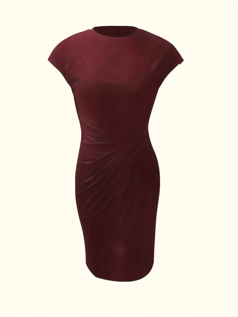 Damen Sommer Drapiert Elegant Bodycon Midikleid
