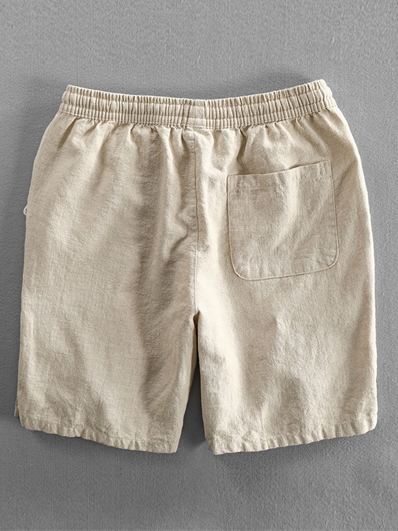 Geometrisches Jacquard Eyelet Cuban Hemd & Shorts aus Leinen-Baumwoll-Mischung