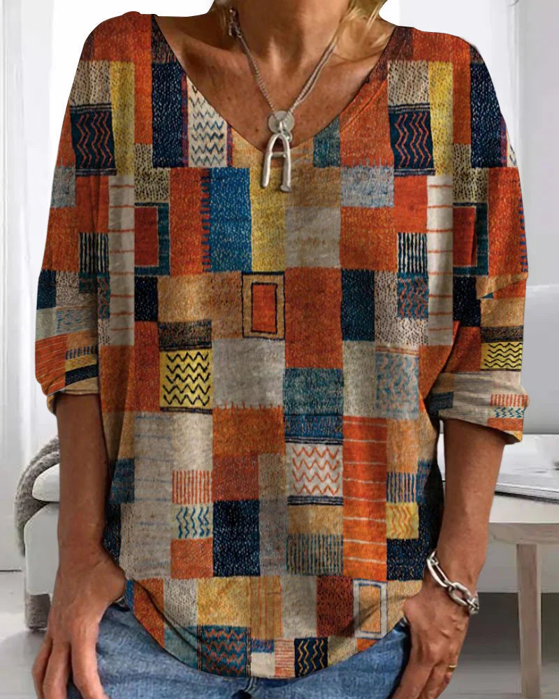 Damen Sommer V-Ausschnitt Tunika Bluse