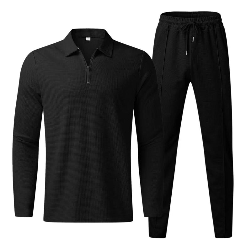 Luca | Herren Strick Set 2-teilig Polo Zip Pullover Jogger Hose