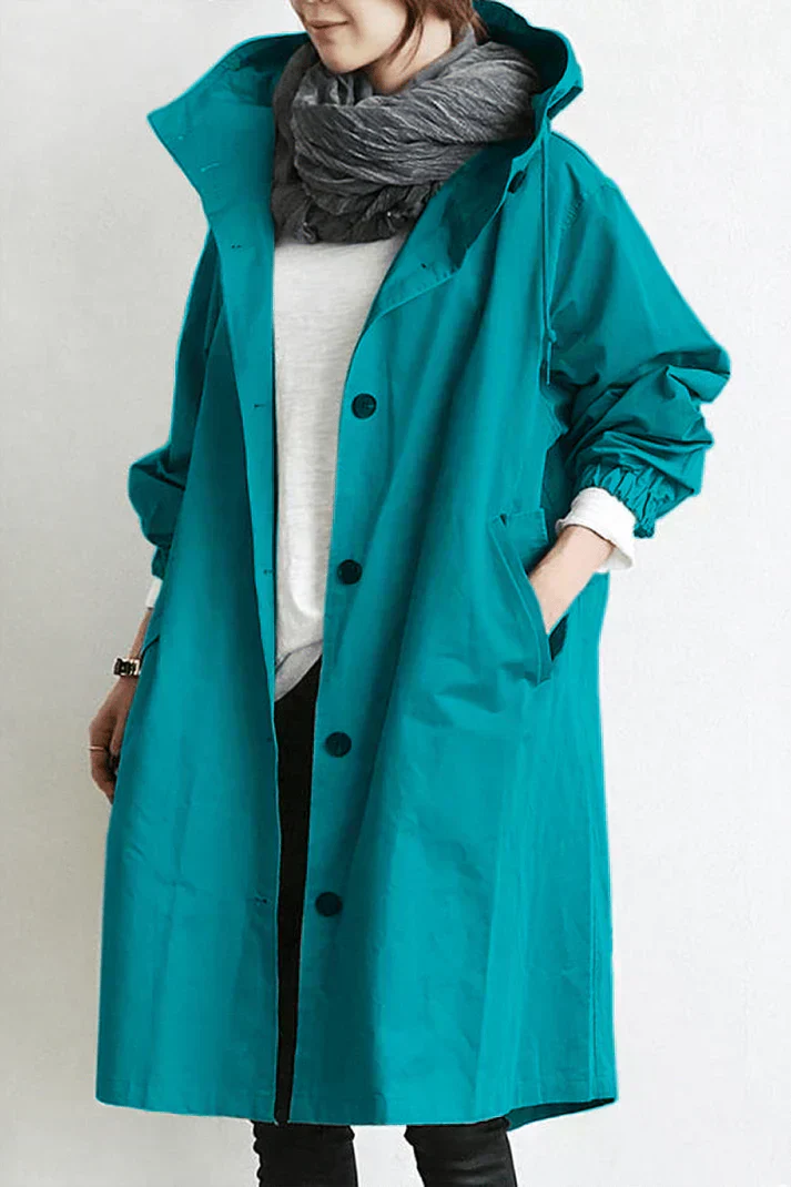 Drune | Trenchcoat mit Kapuze für Frauen Lang, Warm und Perfekt für Den Herbst