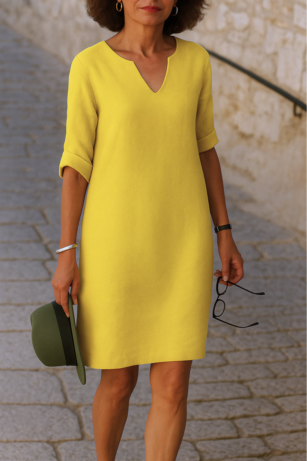 Damen Kerbausschnitt Sommer Midi Kleid