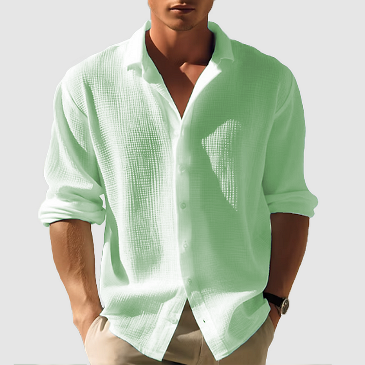 Herren Langarm Knopfleiste Sommer Hemd
