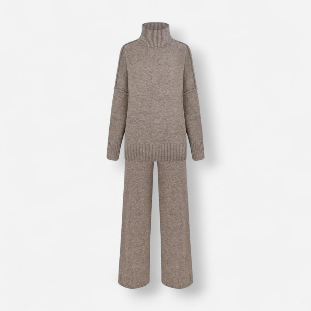 Einfarbiges Roolkragenpullover Strickset für Damen
