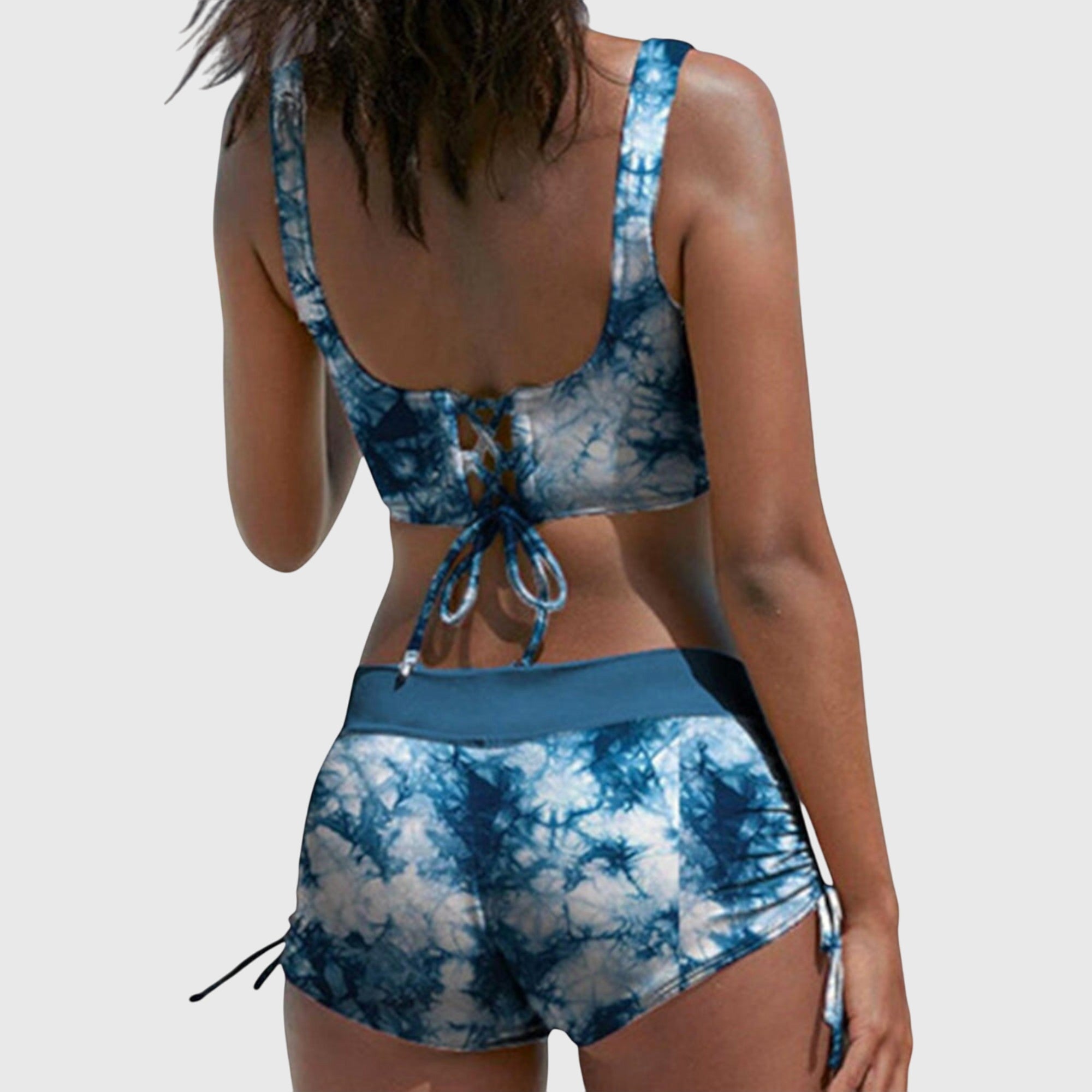 Damen Sommer Raffungsdetail High Waist Bikini