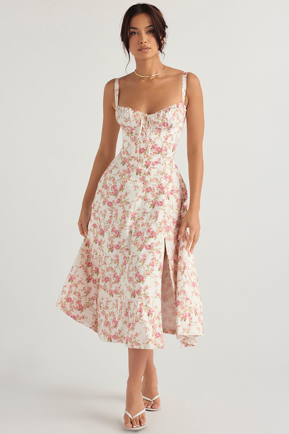Antonia | Damen Hochzeitsgast Midikleid mit taillenformendem Schnitt