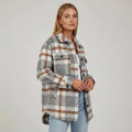Lange Hemd Jacke im Karierten Design mit Brusttaschen im Oversized Schnitt