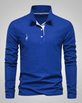 Herren Sommer Langarm Button Down Poloshirt