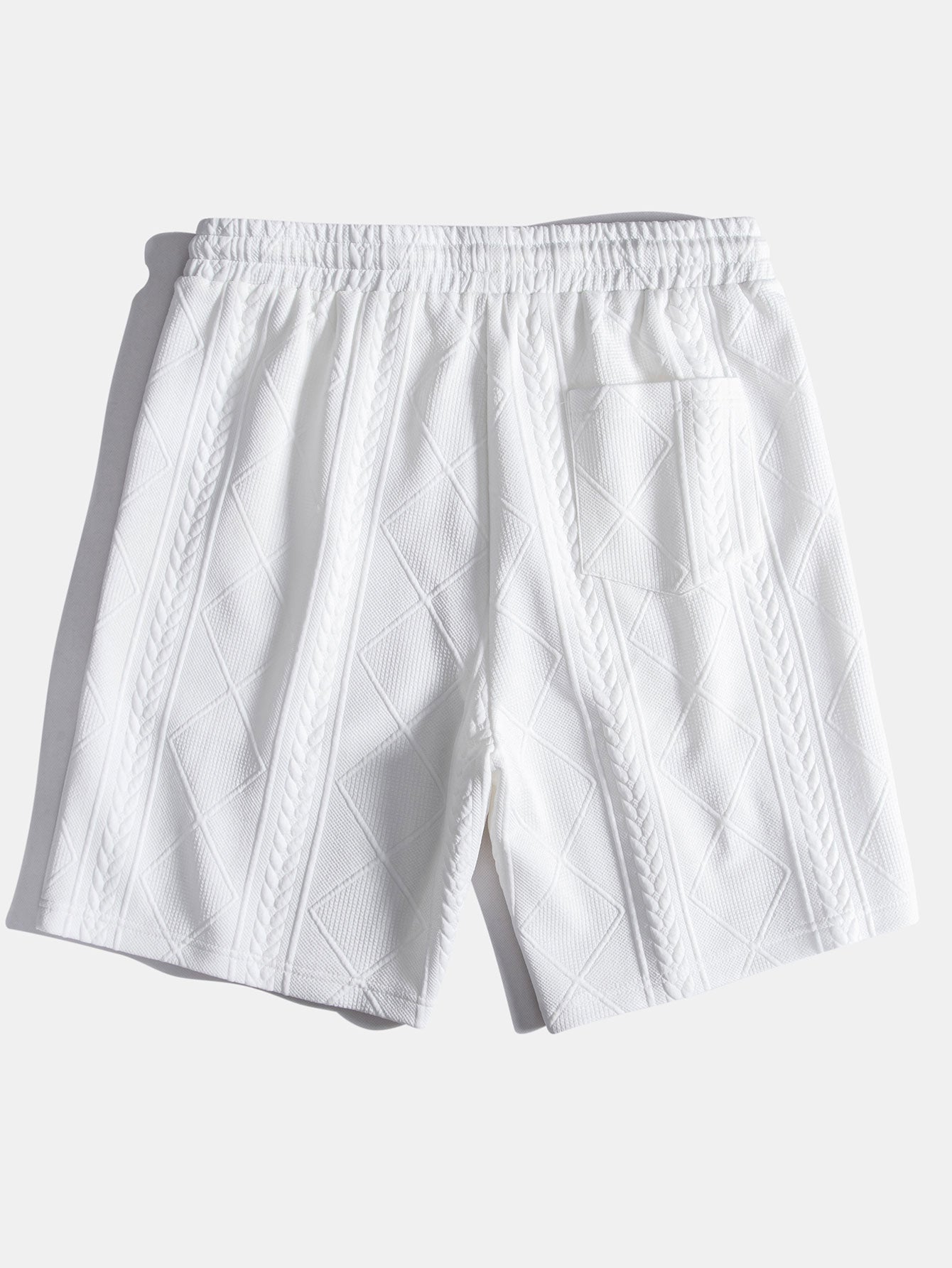 Kurzärmeliges geometrisches Jacquard-T-Shirt mit abgerundetem Saum & Shorts